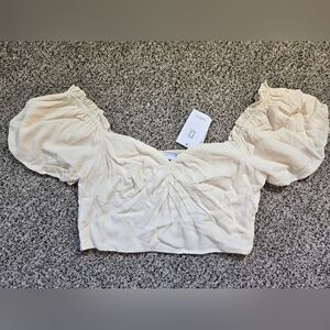 Sophie Rue Puff Sleeve Women's Top Size M in Cream